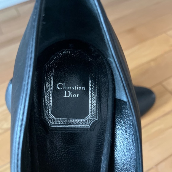 Vintage Dior Black Leather Heels with Silver Accents - Picture 5 of 5
